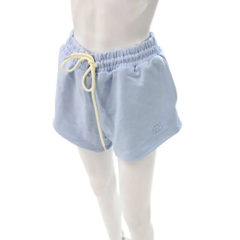 Eleven Eleven Women Sweat Shorts Blue Drawstring Cotton Size S